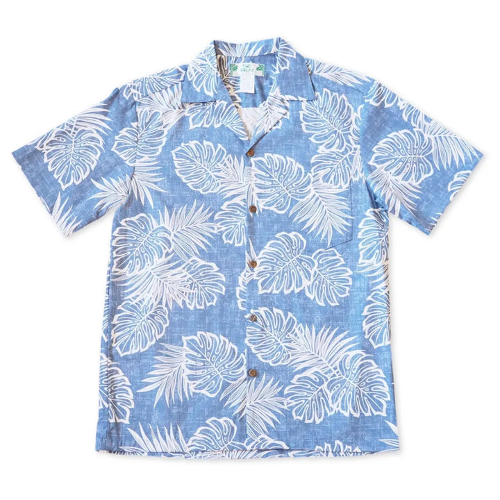 Leaf Blue Hawaiian Cotton Shirt - Made in Hawaii