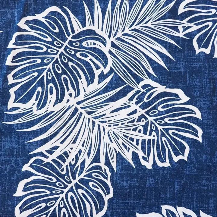 Leaf Navy Hawaiian Cotton Shirt Made in Hawaii