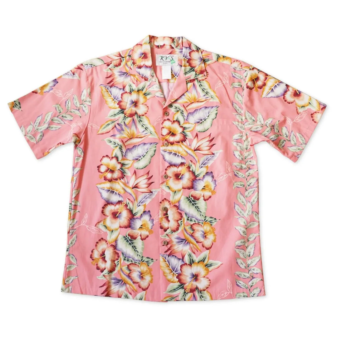 Lei of Aloha Coral Hawaiian Cotton Shirt - Made in Hawaii