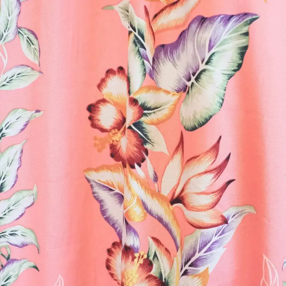 Lei of Aloha Coral Long Ruffle Hawaiian Muumuu Dress Made in Hawaii