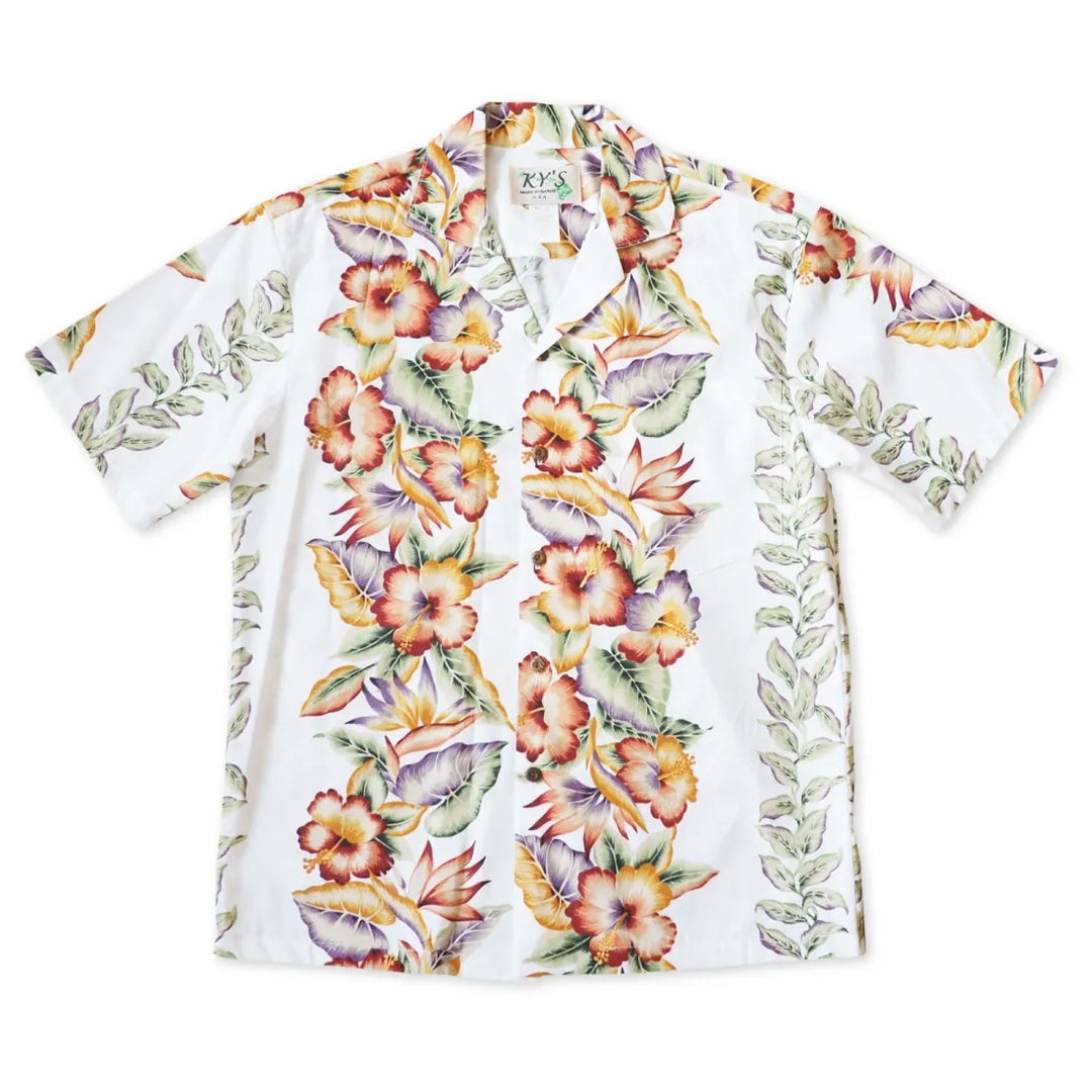 Lei of Aloha White Hawaiian Cotton Shirt - Made in Hawaii