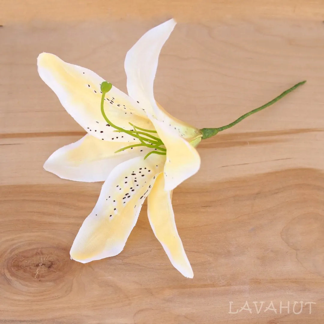 Lily Cream Flower Ear Stick - Made in Hawaii