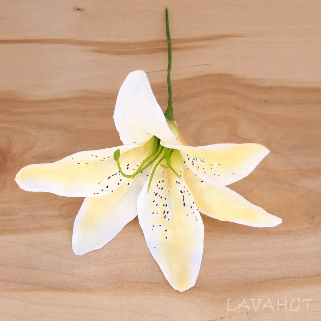 Lily Cream Flower Ear Stick - Made in Hawaii