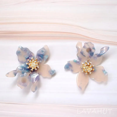 Lily Drop Confetti Blue Earrings - Made In Hawaii