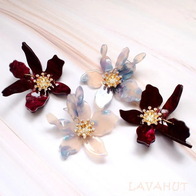 Lily Drop Confetti Blue Earrings - Made In Hawaii