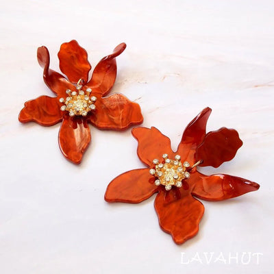 Lily Drop Orange Earrings - Made In Hawaii