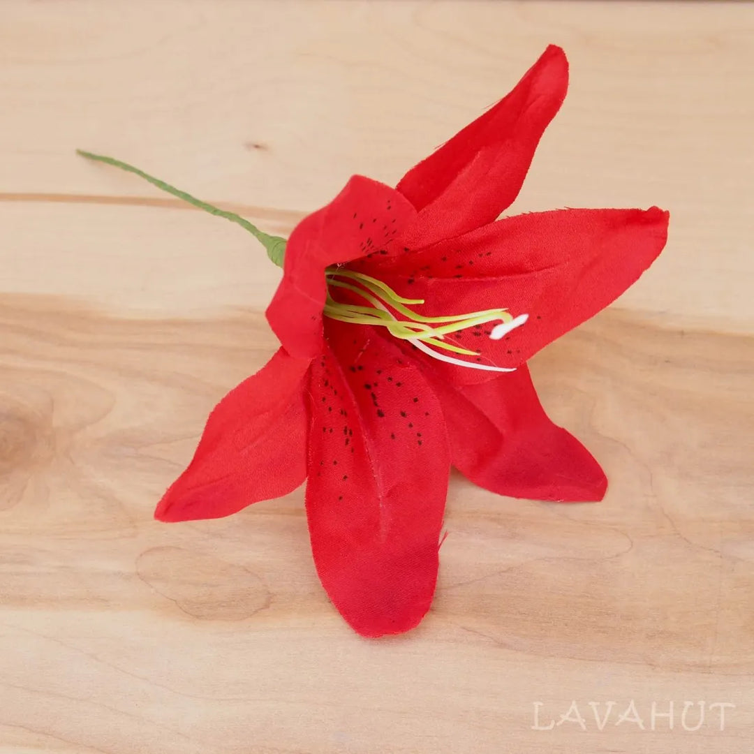 Lily Red Flower Ear Stick - Made in Hawaii