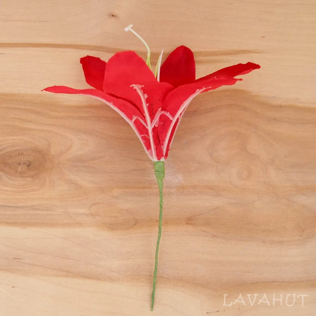 Lily Red Flower Ear Stick - Made in Hawaii