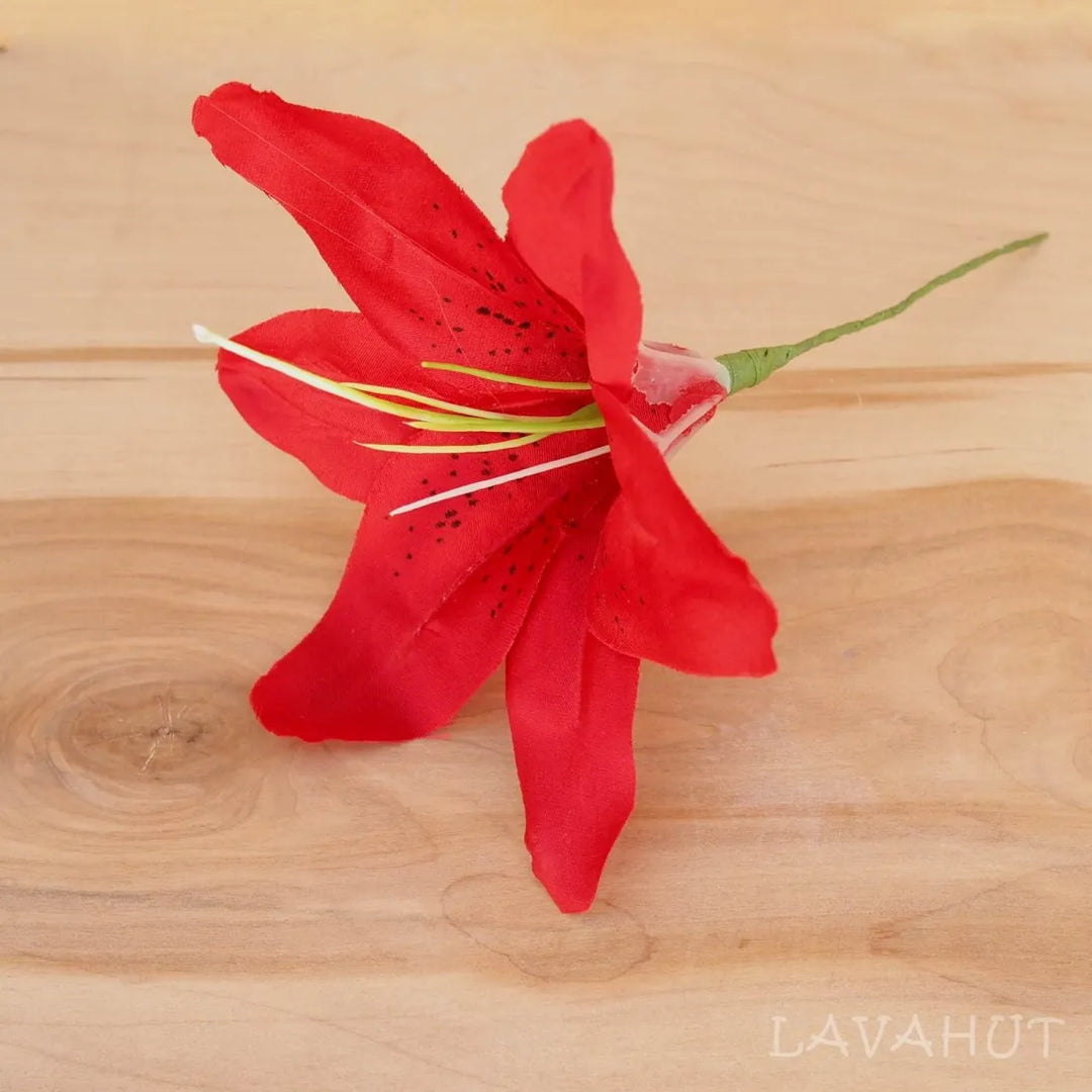 Lily Red Flower Ear Stick - Made in Hawaii