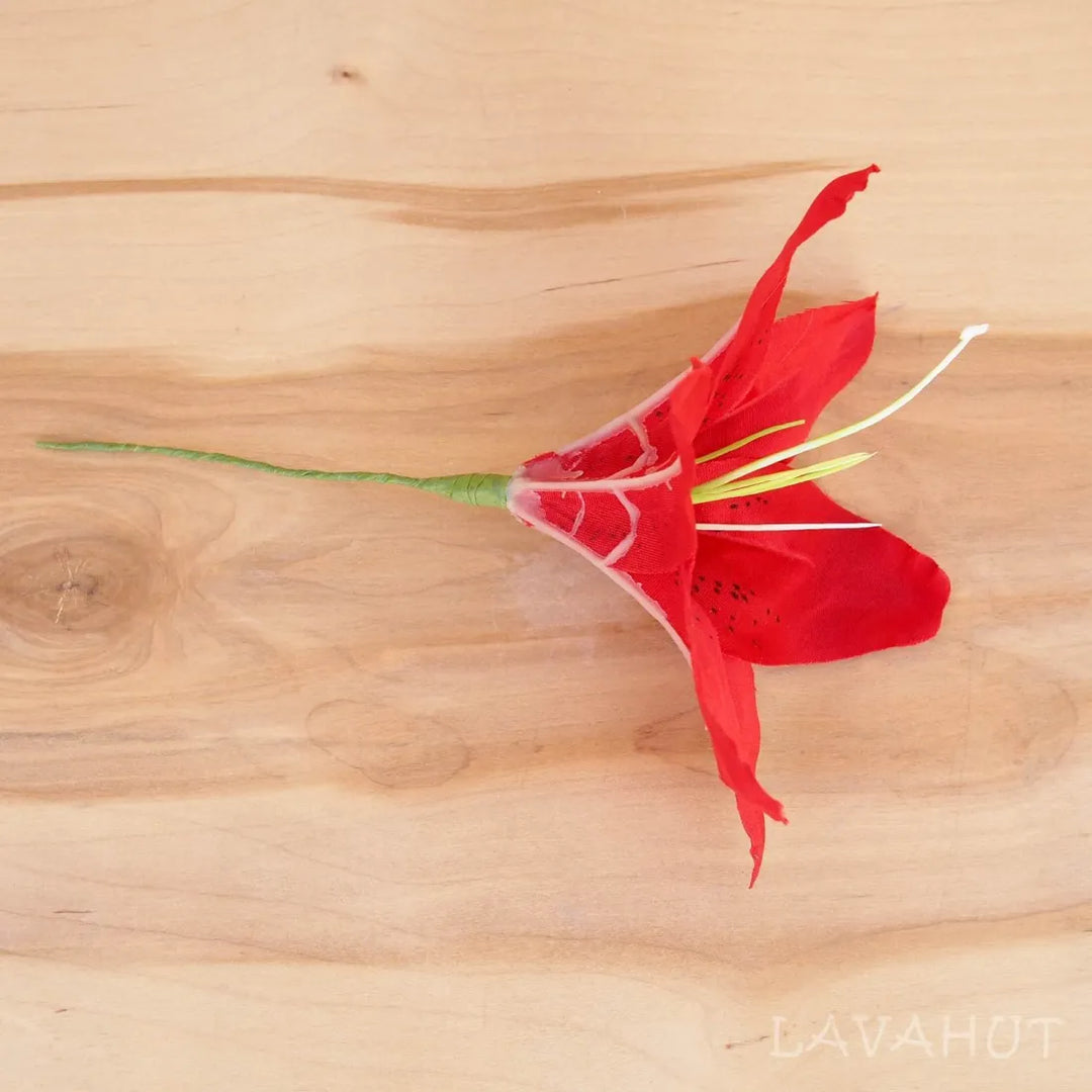 Lily Red Flower Ear Stick - Made in Hawaii