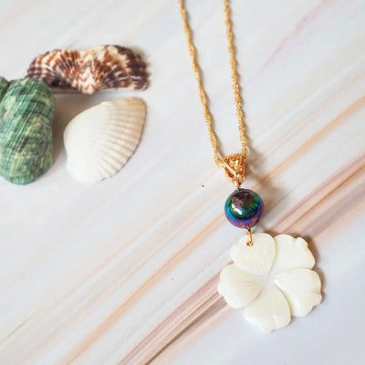 Lunar Pearl Bloom Pendant Hawaiian Necklace - Made In Hawaii