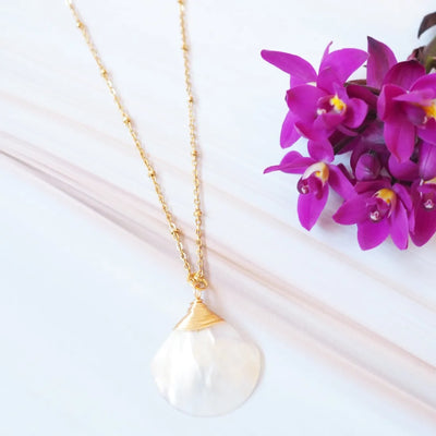 Mahina Mother Of Pearl Seashell Hawaiian Pendant Necklace - Made In Hawaii