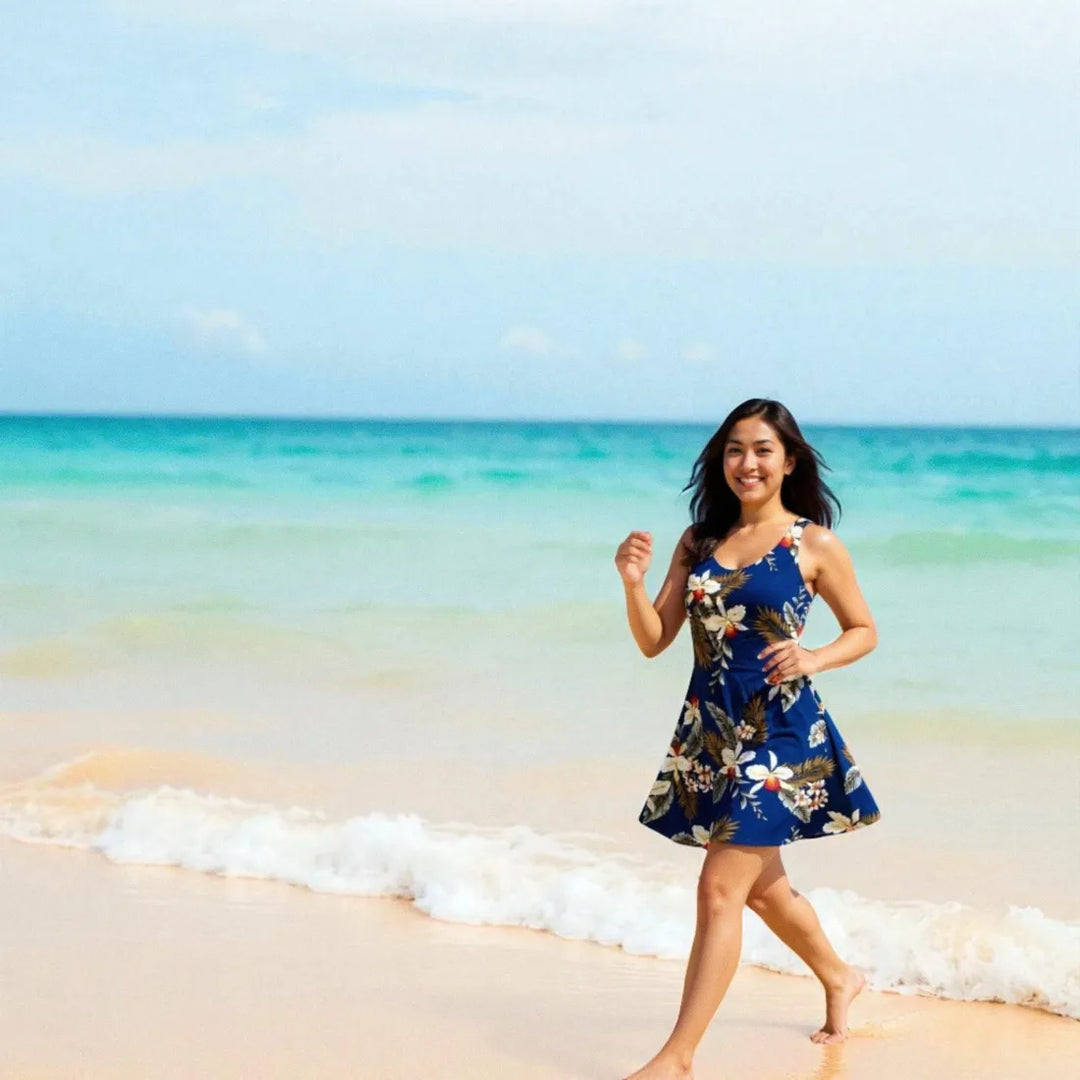 Majestic Blue Fiesta Hawaiian Dress - Made in Hawaii