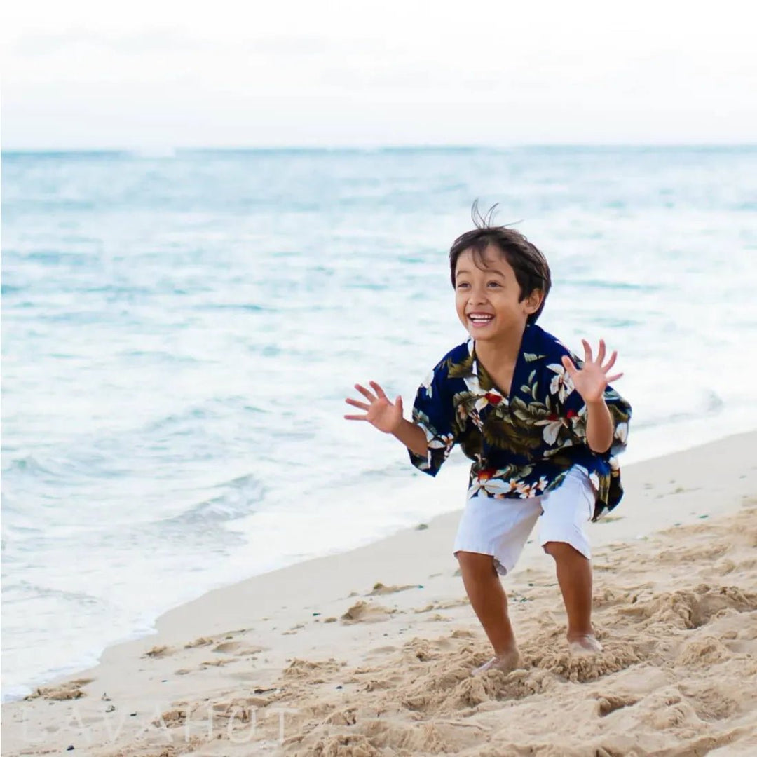 Majestic Blue Hawaiian Boy Shirt – Authentic Hawaiian Boy's Hawaiian Shirts by Lavahut