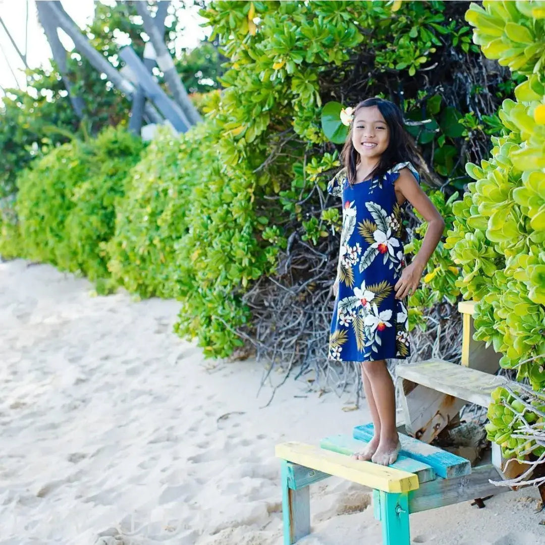 Majestic Blue Hawaiian Girl Rayon Dress Made in Hawaii