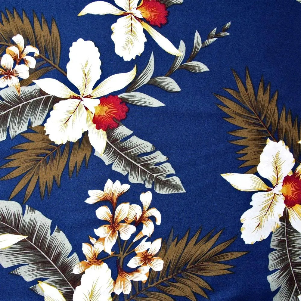 Majestic Blue Hawaiian Rayon Fabric by the Yard - Made in Hawaii