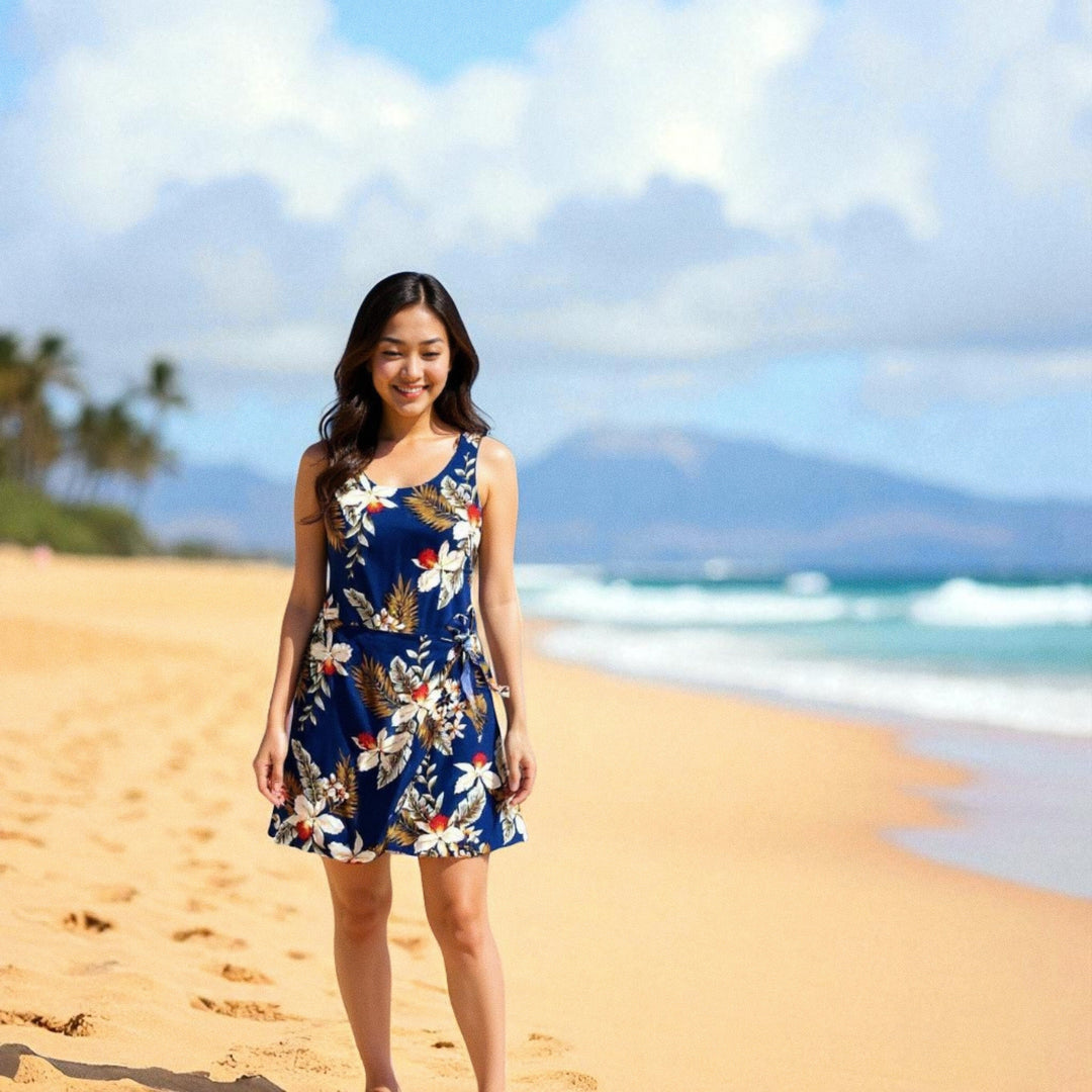 Majestic Blue Honi Hawaiian Dress Made in Hawaii