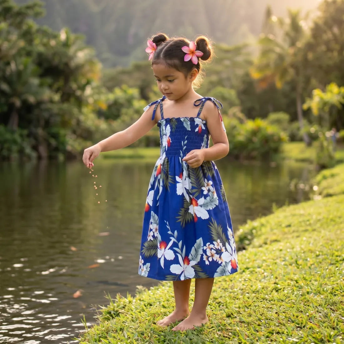Majestic Blue Sunkiss Hawaiian Girl Dress - Made in Hawaii