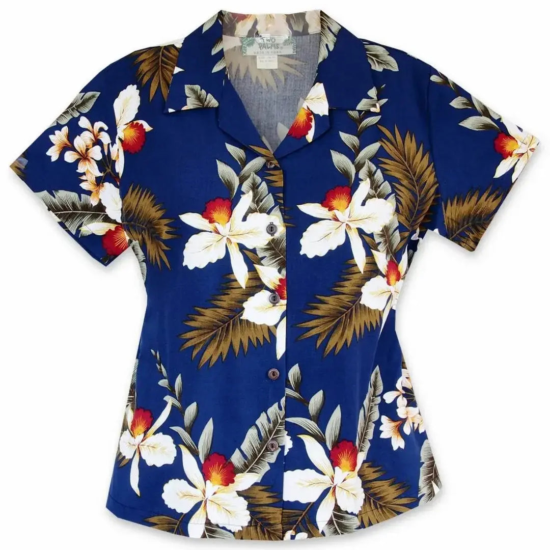 Majestic Blue Women’s Hawaiian Rayon Shirt Made in Hawaii
