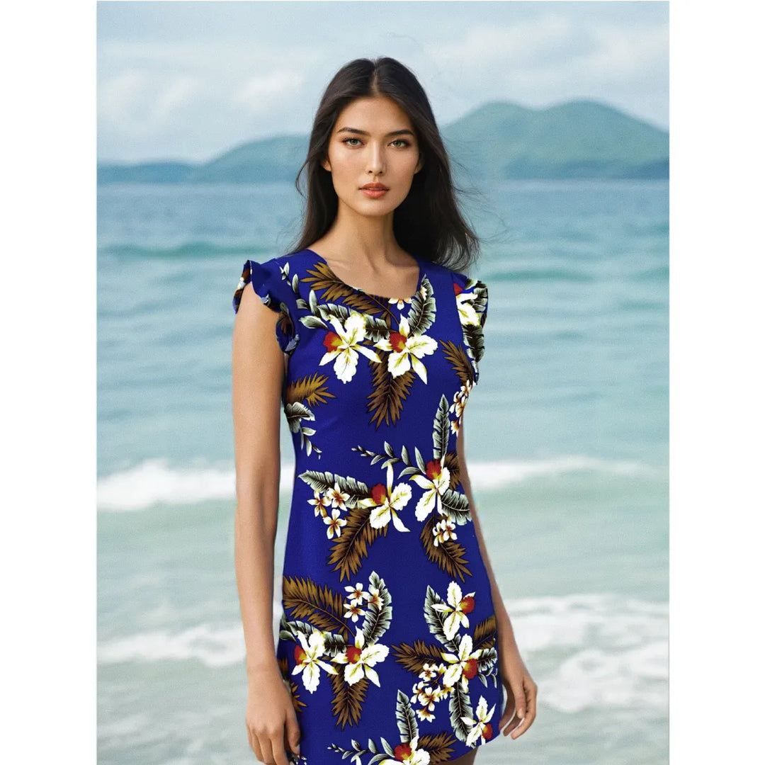 Majestic Blue Xoxo Hawaiian Dress - Made in Hawaii