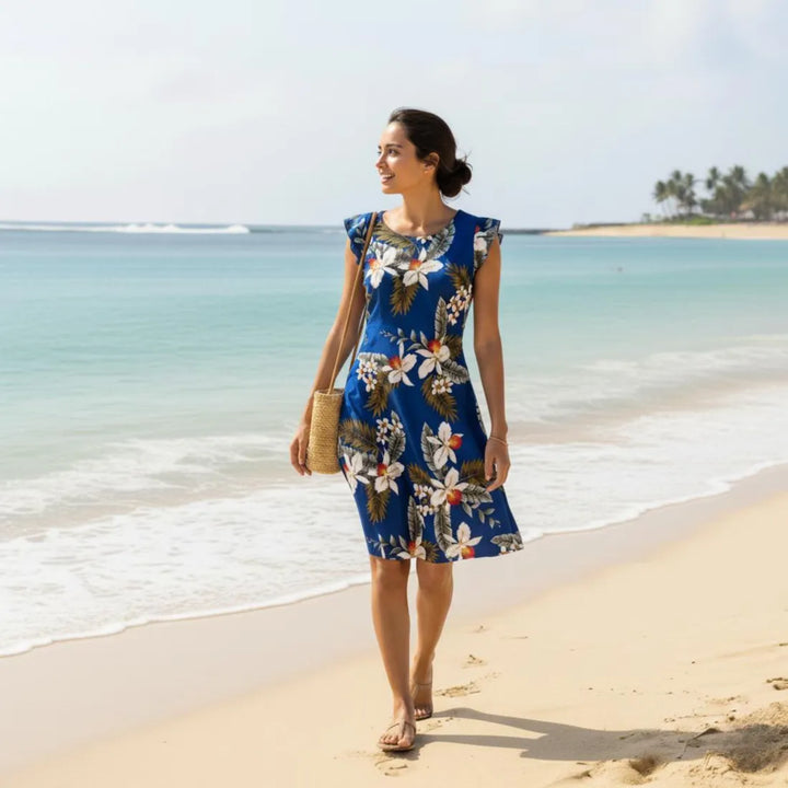 Majestic Blue Xoxo Hawaiian Dress - Made in Hawaii