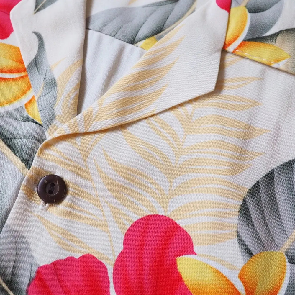 Makaha Cream Hawaiian Rayon Shirt - Made in Hawaii