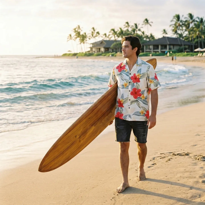 Makaha Cream Hawaiian Rayon Shirt - Made in Hawaii