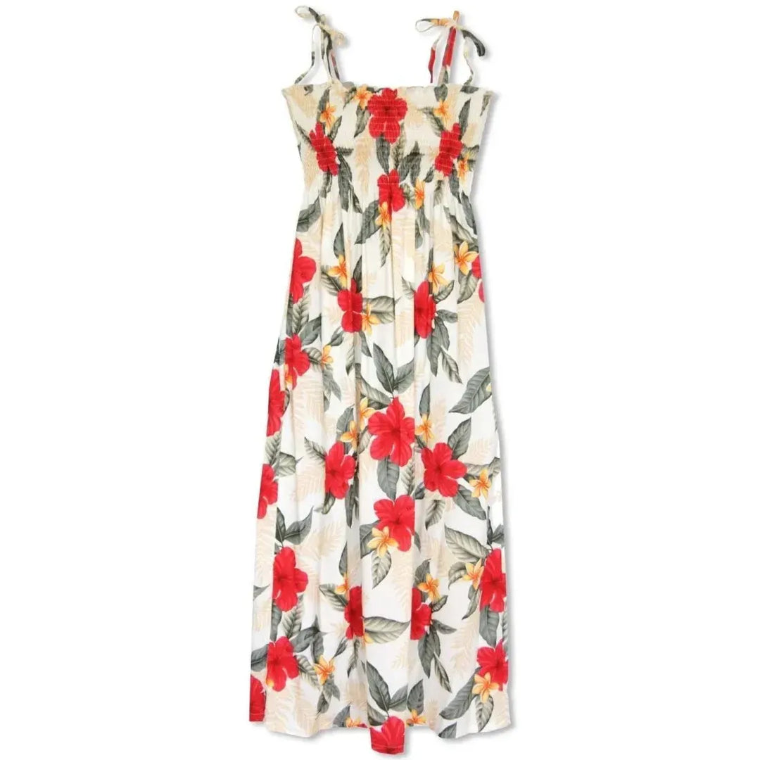 Makaha Cream Maxi Hawaiian Dress for Tropical Style Makaha Cream Maxi Hawaiian Dress for Tropical Style