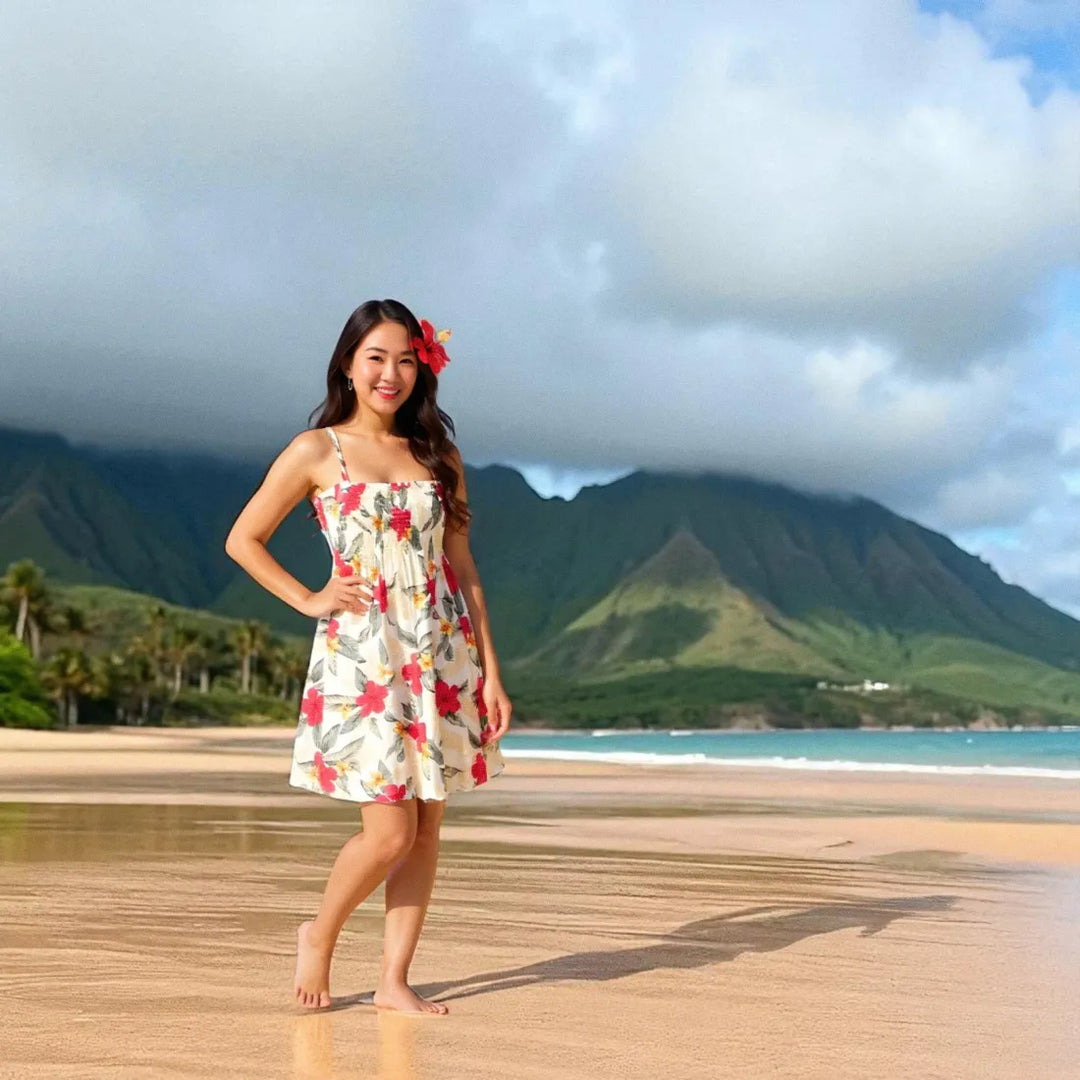 Makaha Cream Moonkiss Hawaiian Dress - Made in Hawaii