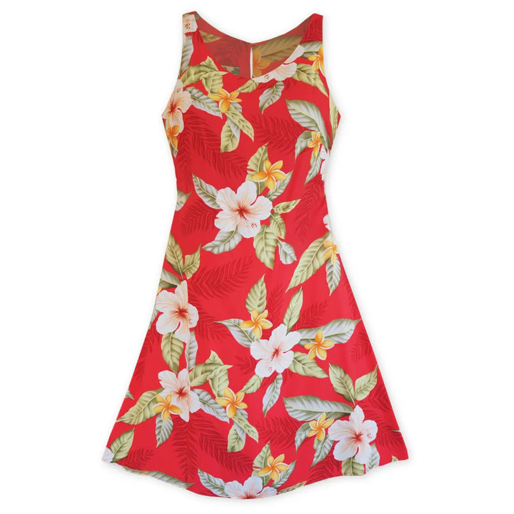 Makaha Red Fiesta Hawaiian Dress - Made in Hawaii