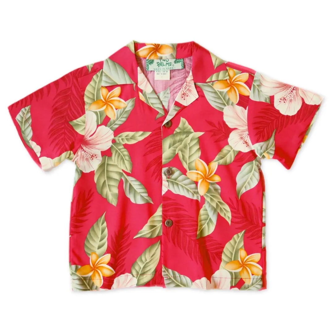 Makaha Red Hawaiian Boy Shirt - Made in Hawaii