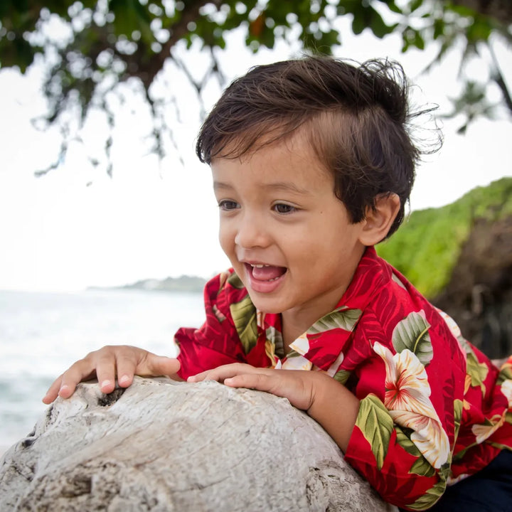 Makaha Red Hawaiian Boy Shirt - Made in Hawaii