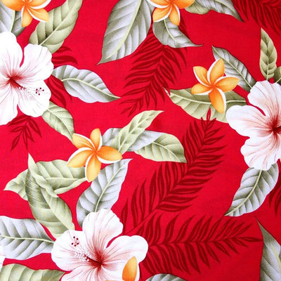 Makaha Red Hawaiian Rayon Fabric By The Yard - Made In Hawaii