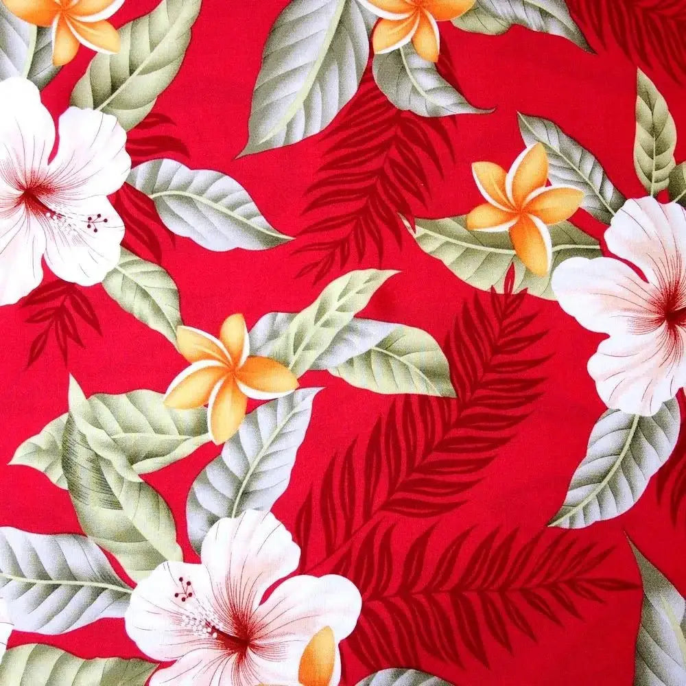 Makaha Red Hawaiian Rayon Fabric by the Yard Made in Hawaii