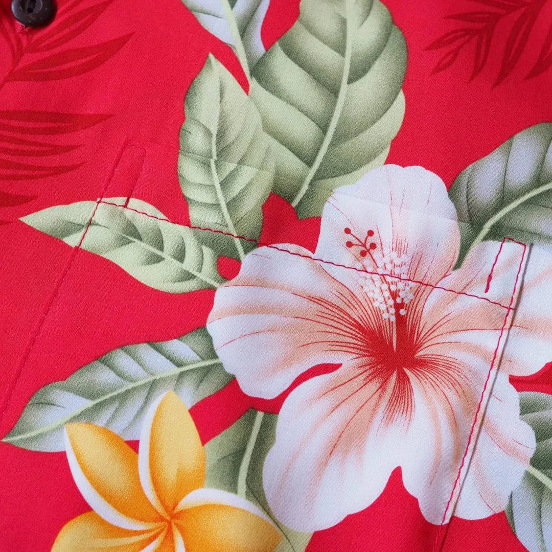 Makaha Red Hawaiian Rayon Shirt - Made in Hawaii