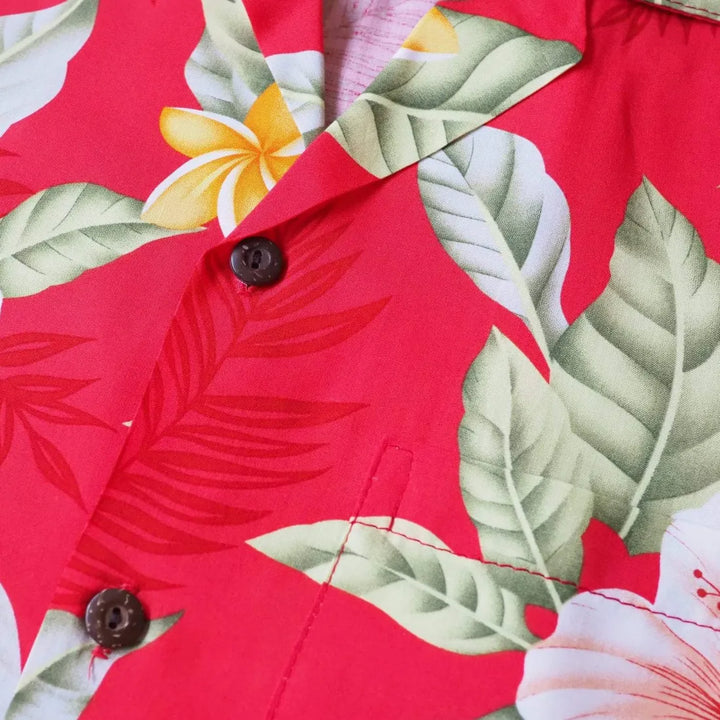 Makaha Red Hawaiian Rayon Shirt - Made in Hawaii