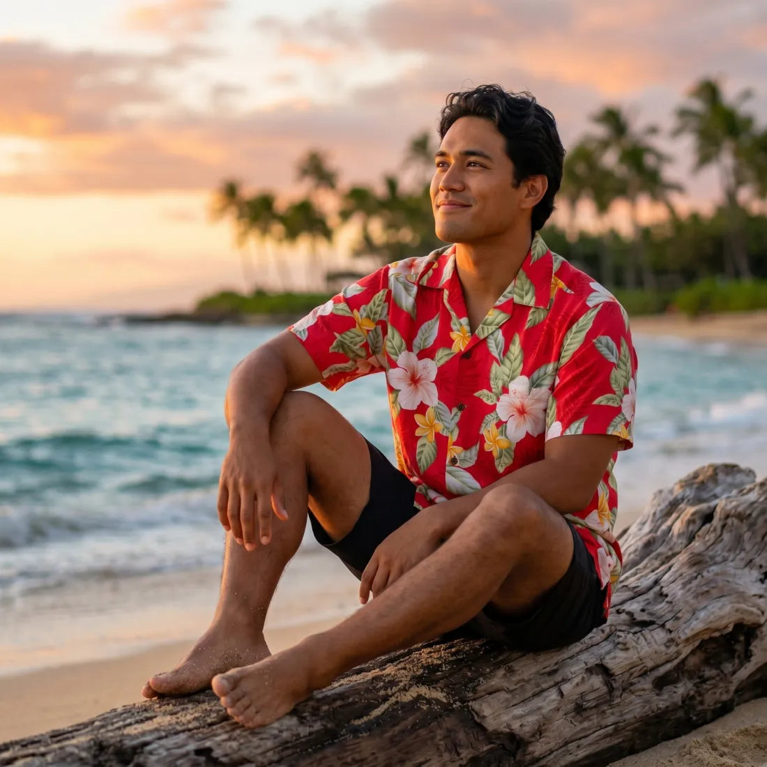 Makaha Red Hawaiian Rayon Shirt - Made in Hawaii