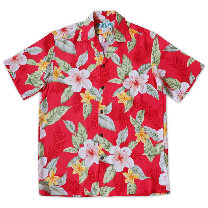 Makaha Red Hawaiian Rayon Shirt - Made in Hawaii