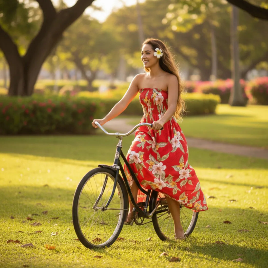 Makaha Red Maxi Hawaiian Dress - Made in Hawaii