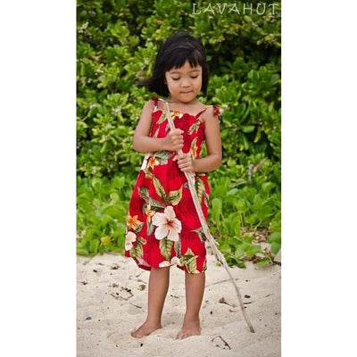 Makaha Red Sunkiss Hawaiian Girl Dress - Made In Hawaii