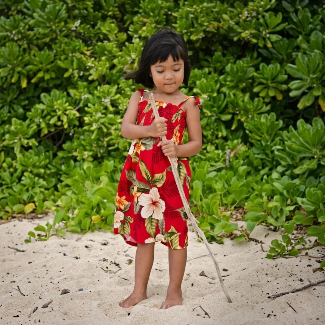 Makaha Red Sunkiss Hawaiian Girl Dress - Made in Hawaii