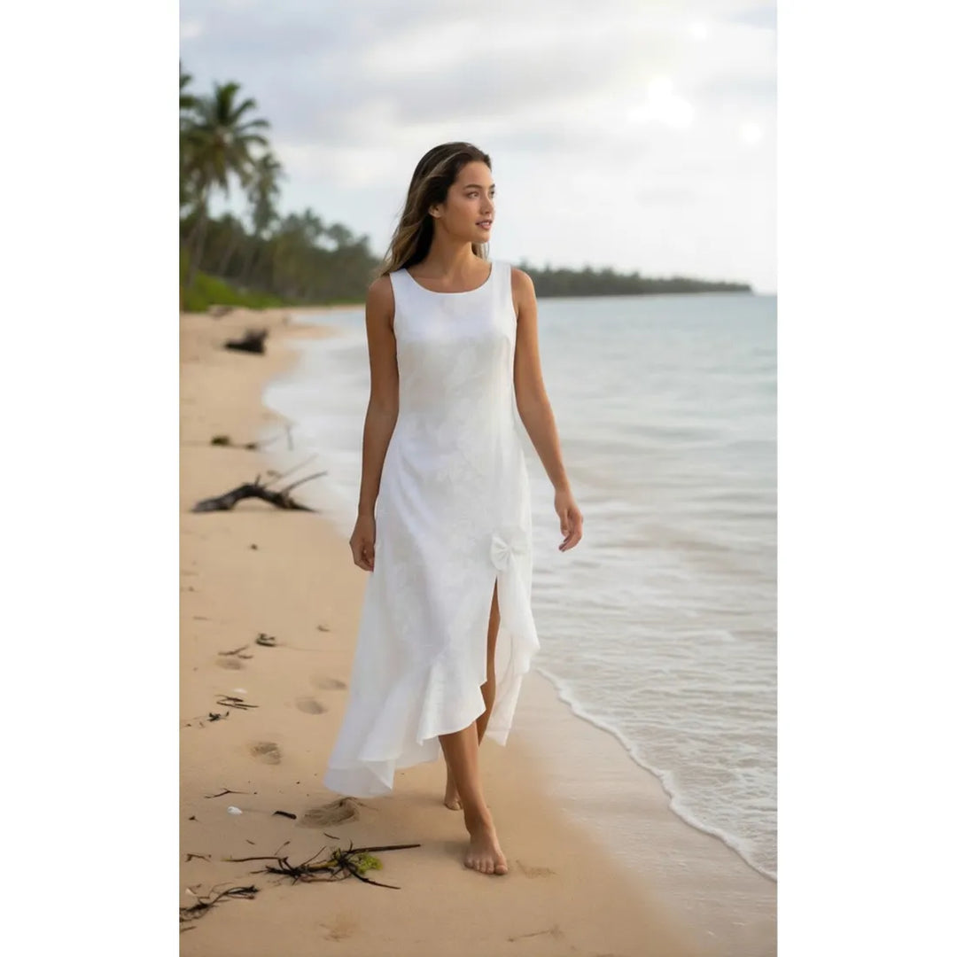 Makamae Naniloa Hawaiian Wedding Dress for Elegance 2XL / White Makamae Naniloa Hawaiian Wedding Dress for Elegance 2XL / White