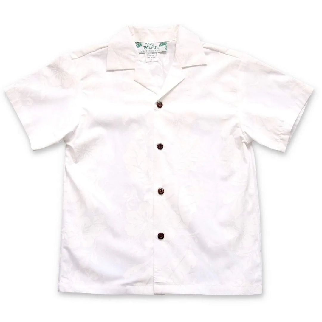 Makamae White Hawaiian Boy Shirt - Made in Hawaii