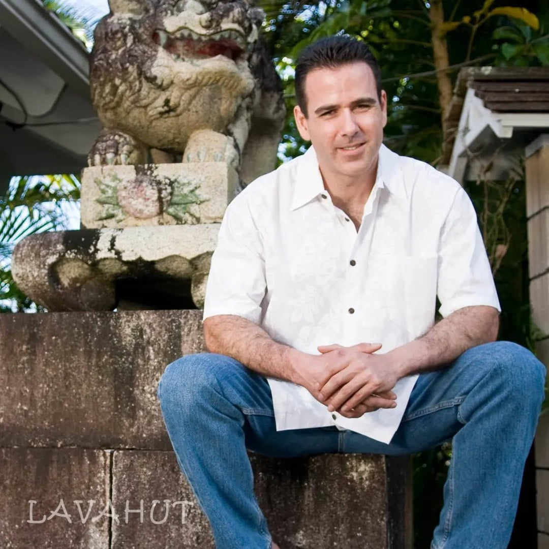 Makamae White Hawaiian Cotton Shirt – Authentic Hawaiian Cotton Men's Shirts by Lavahut