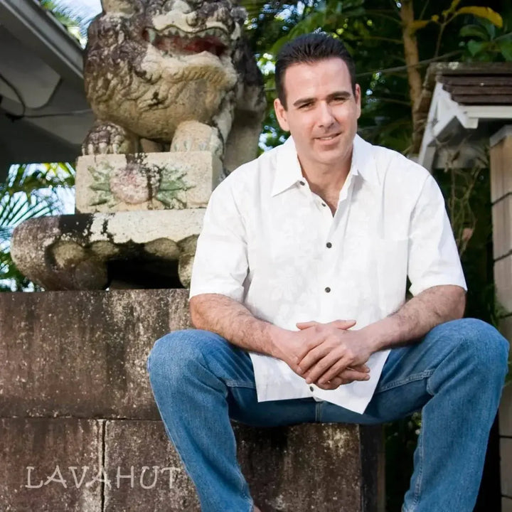Makamae White Hawaiian Cotton Shirt Made in Hawaii