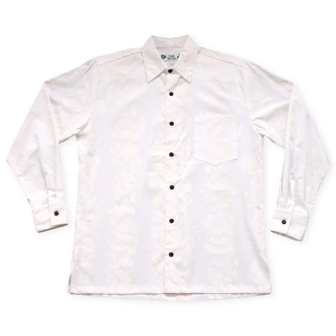 Makamae White Long Sleeve Hawaiian Shirt - Made in Hawaii