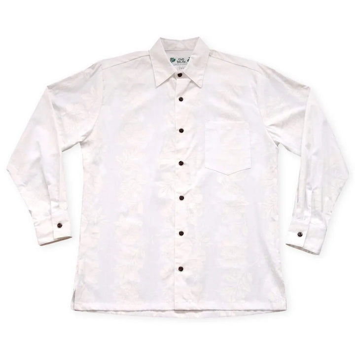 Makamae White Long Sleeve Hawaiian Shirt - Made in Hawaii