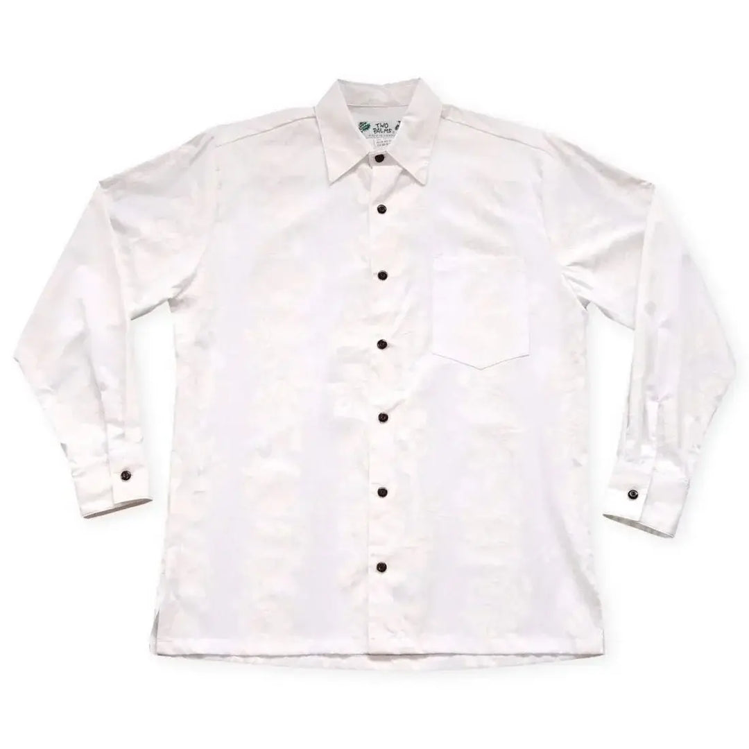 Makamae White Long Sleeve Hawaiian Shirt - Made in Hawaii