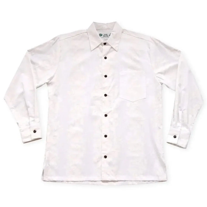 Makamae White Long Sleeve Hawaiian Shirt - Made in Hawaii