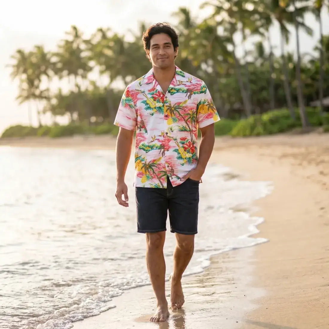 Ocean Life Pink Hawaiian Rayon Shirt - Made in Hawaii